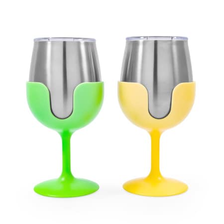 Camco LIBATC, WINE TUMBLER SET (GREEN/YELLOW) 51916